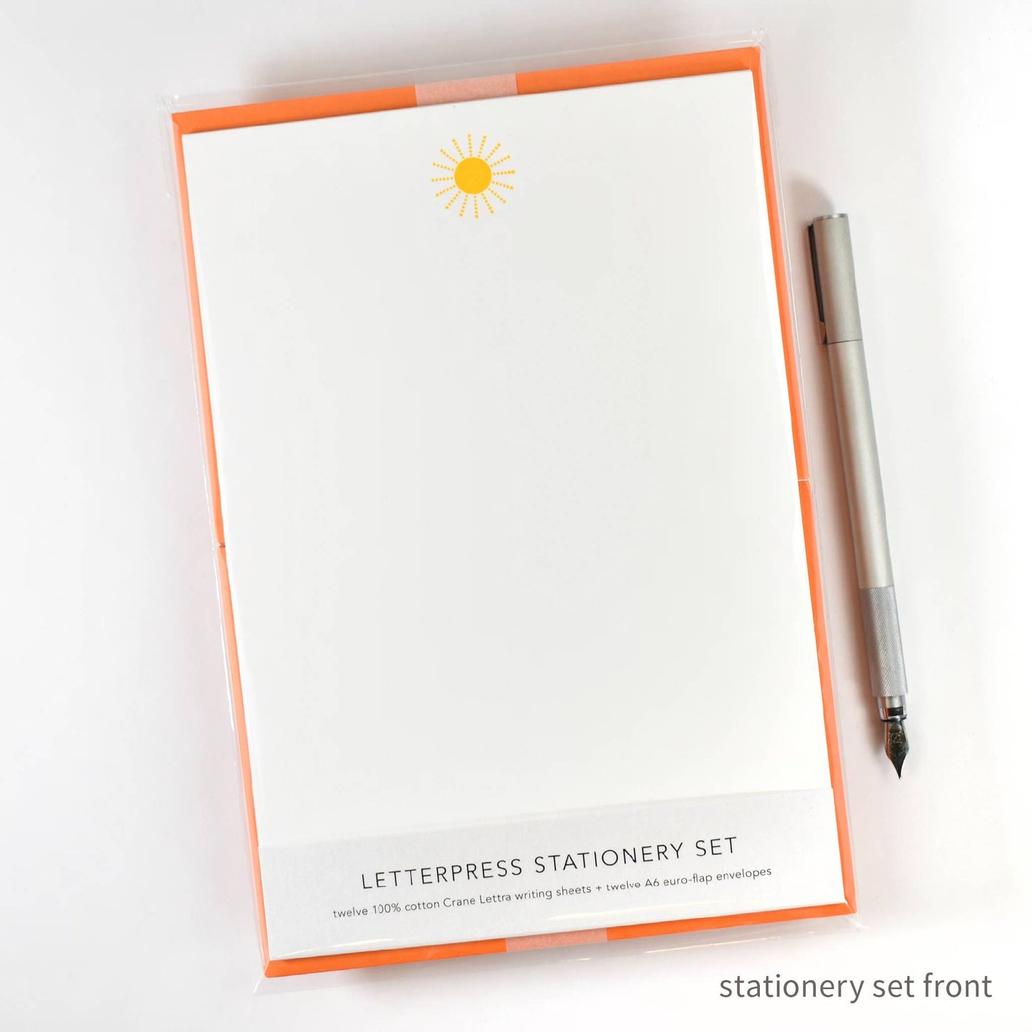 Inkello Letterpress - Stationery Set with Yellow Sun (#472)