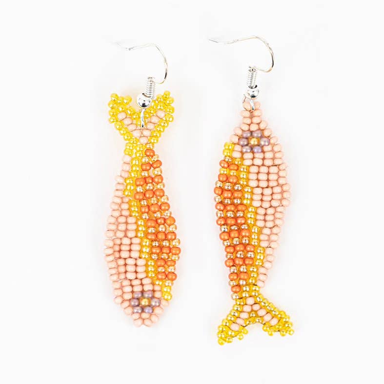 Altiplano - One Fish Two Fish Beaded Earrings: Green