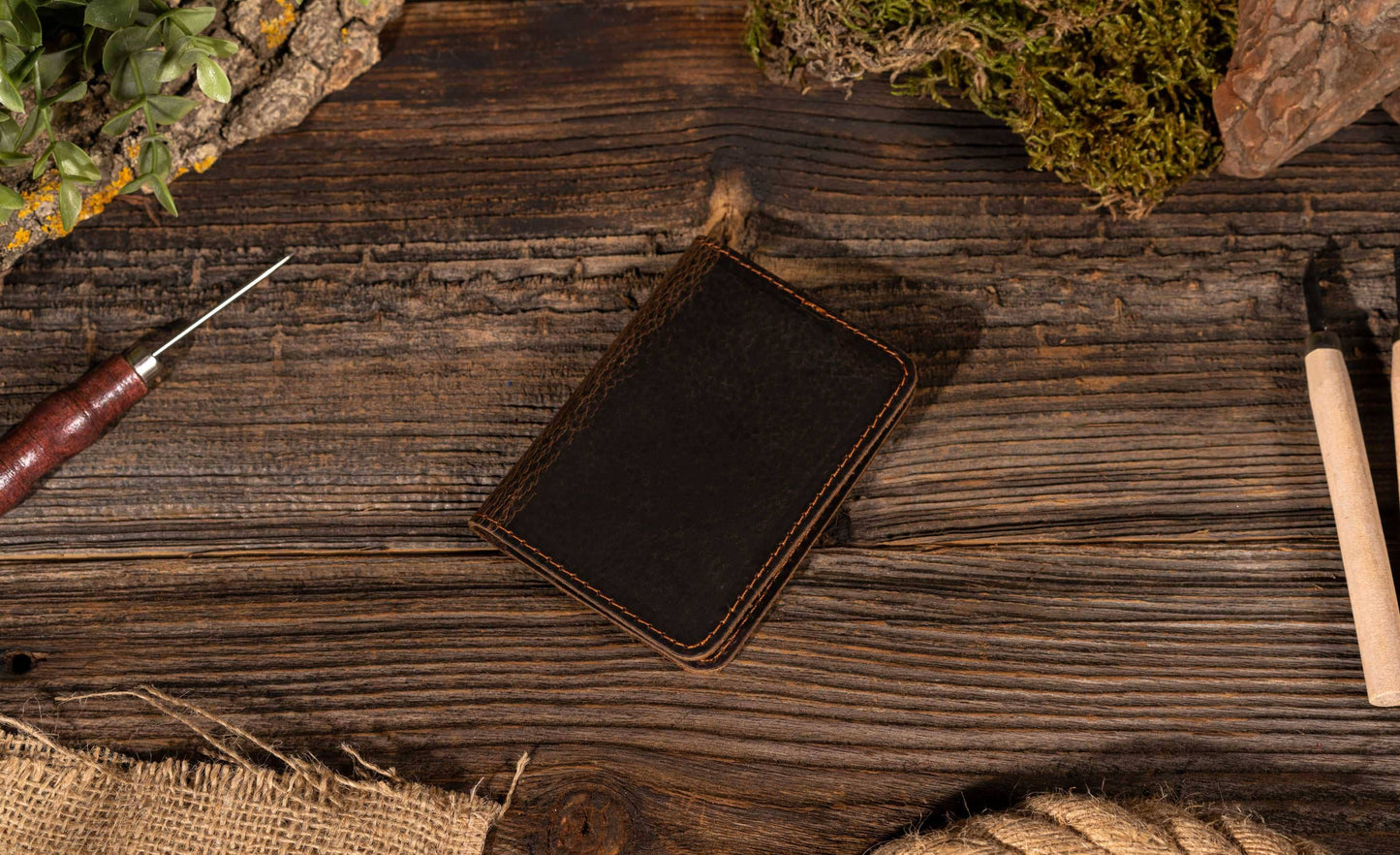 American Leather Goods - Genuine Leather Wallet, Handmade Wallet: Brown