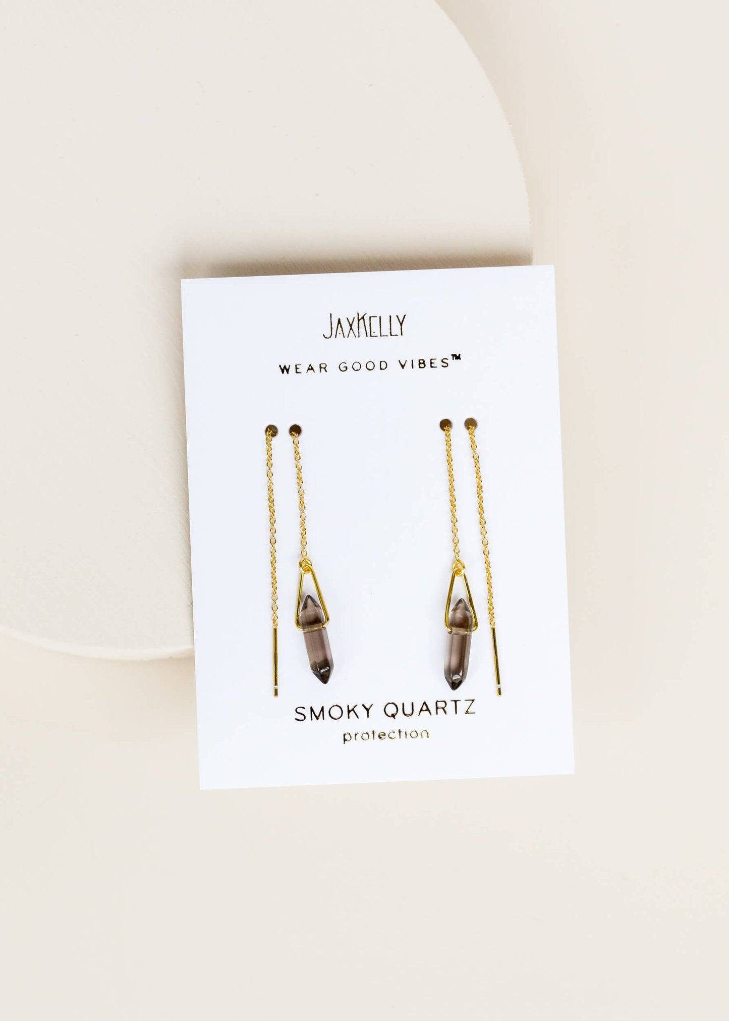 JaxKelly - Threader - Smoky Quartz - Gold Earrings