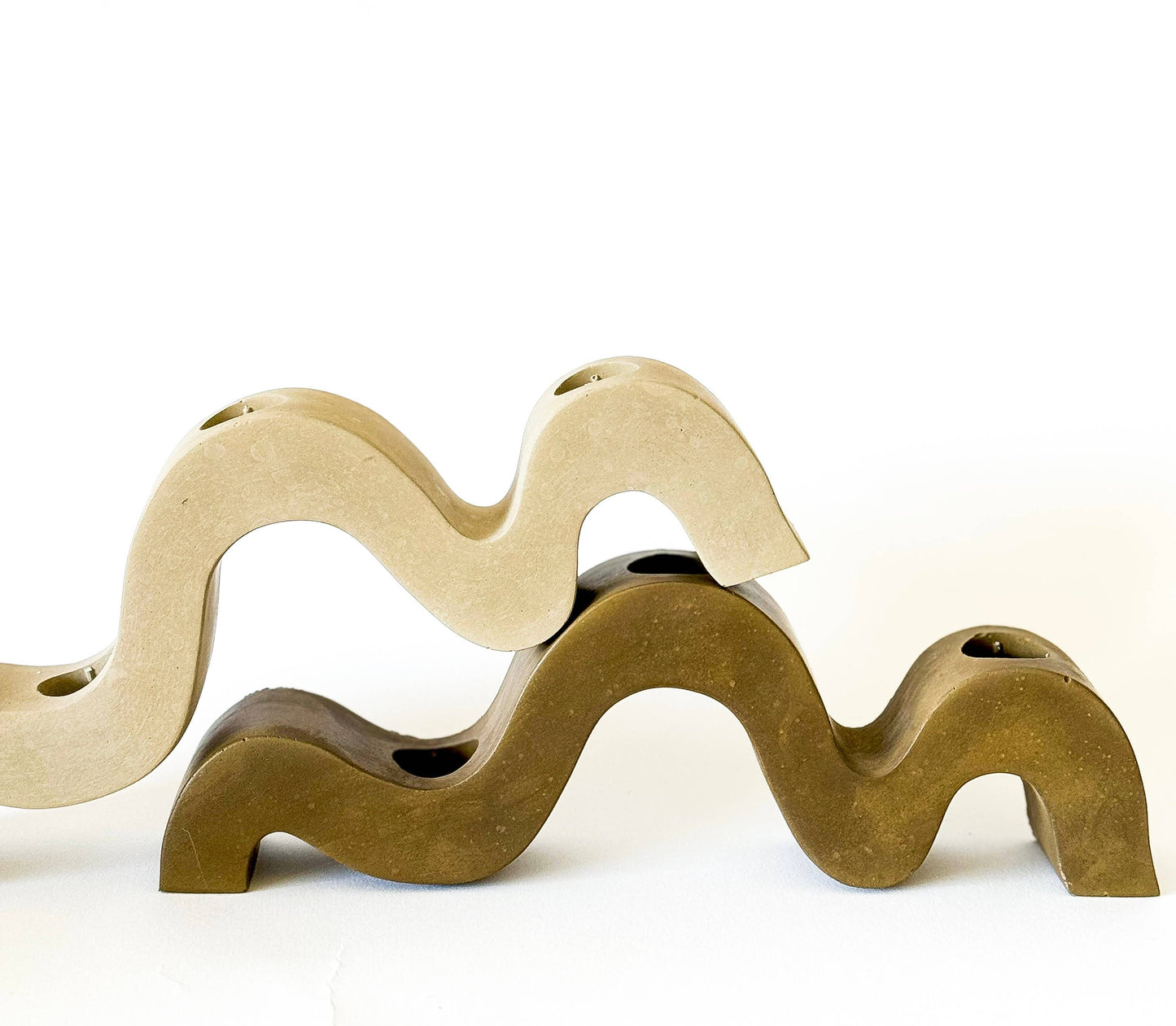 Sunday Nomad - Wavy Taper Candle Holder | Candlestick Holder: Oat