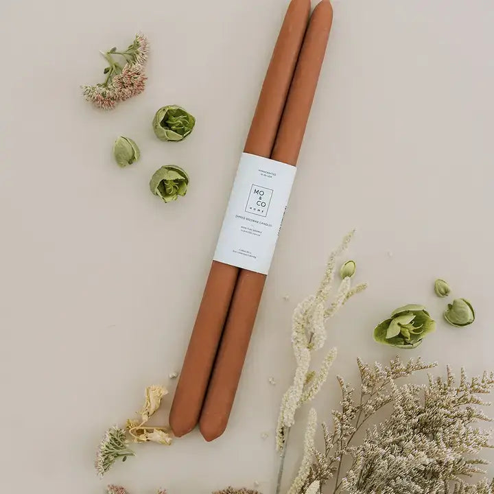 Mo&Co Home - 100% Beeswax Dipped Taper Candles | All Natural, Handmade: Bluebell / Standard (10" Long)