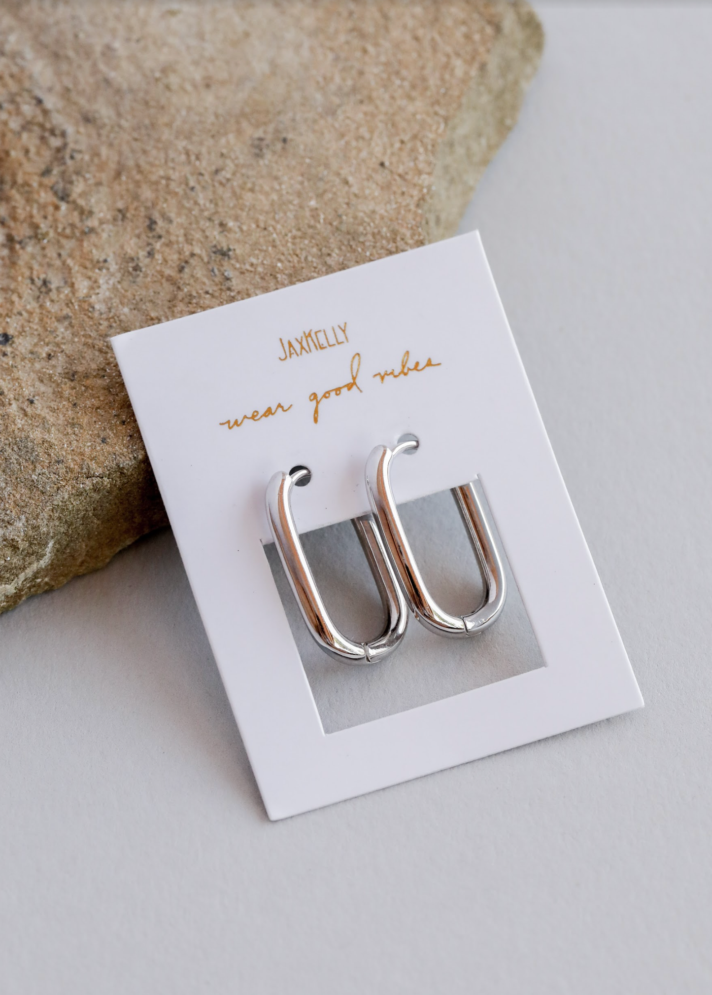 JaxKelly - Silver Hoop - Large Rectangle - Earrings