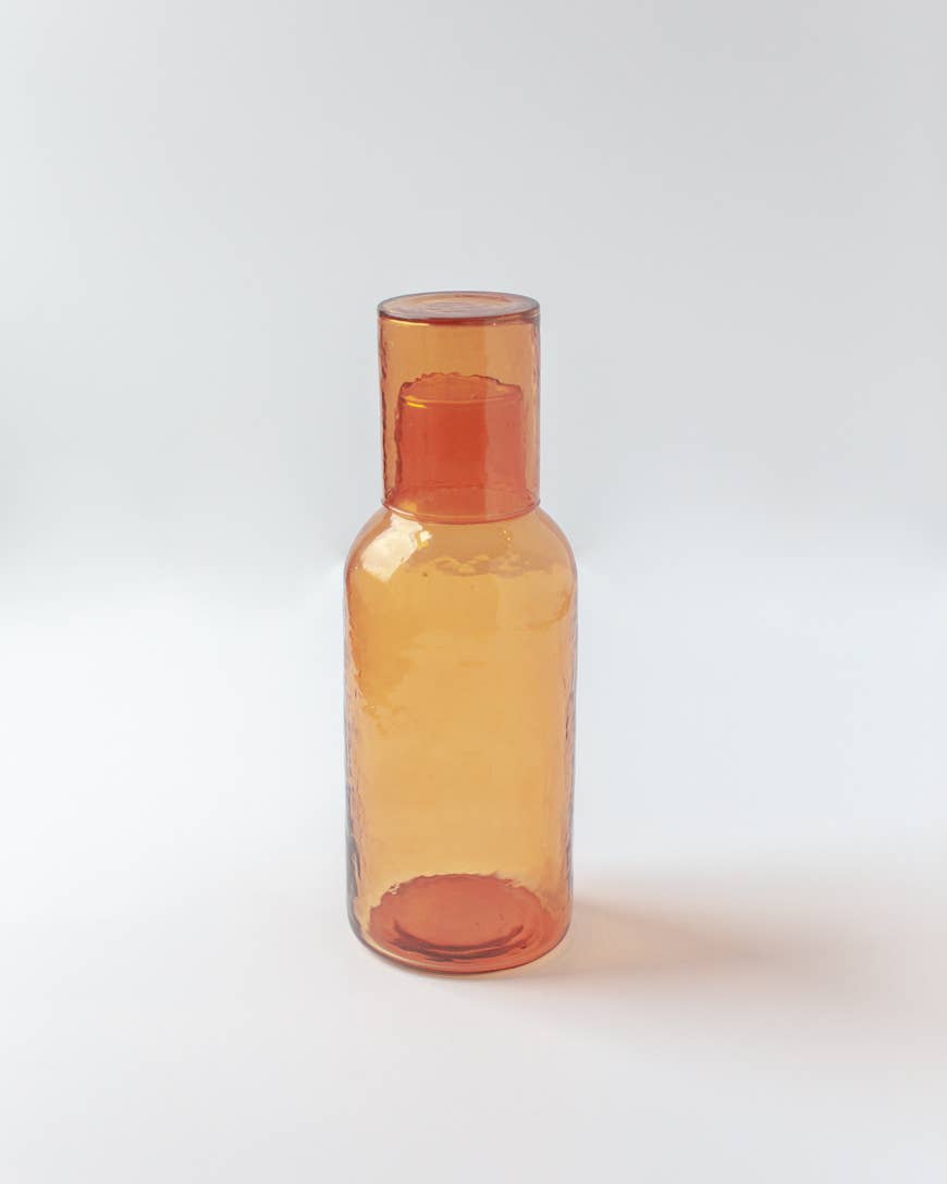 Acacia Creations - Handblown Hammered Glass Carafe: Amber
