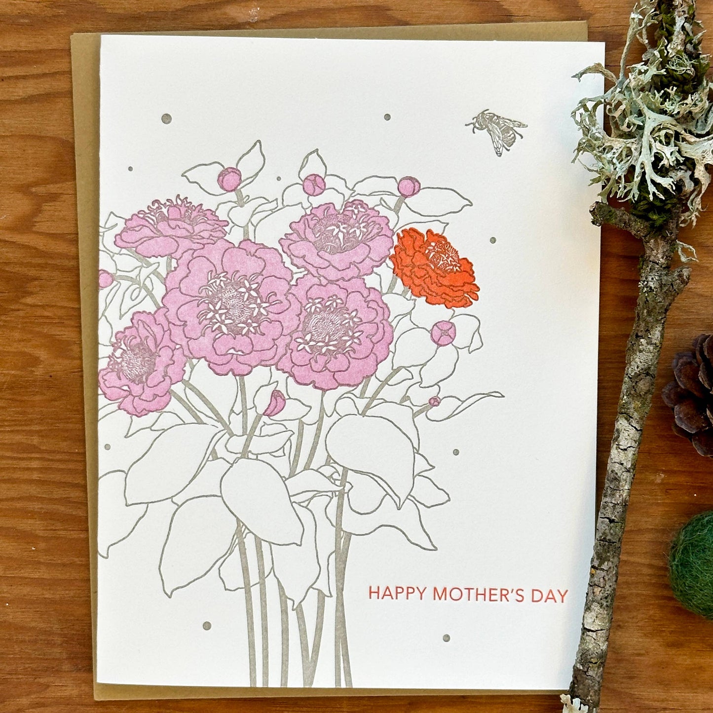 Lark Press - Zinnia Bouquet Mother's Day Letterpress Greeting Card