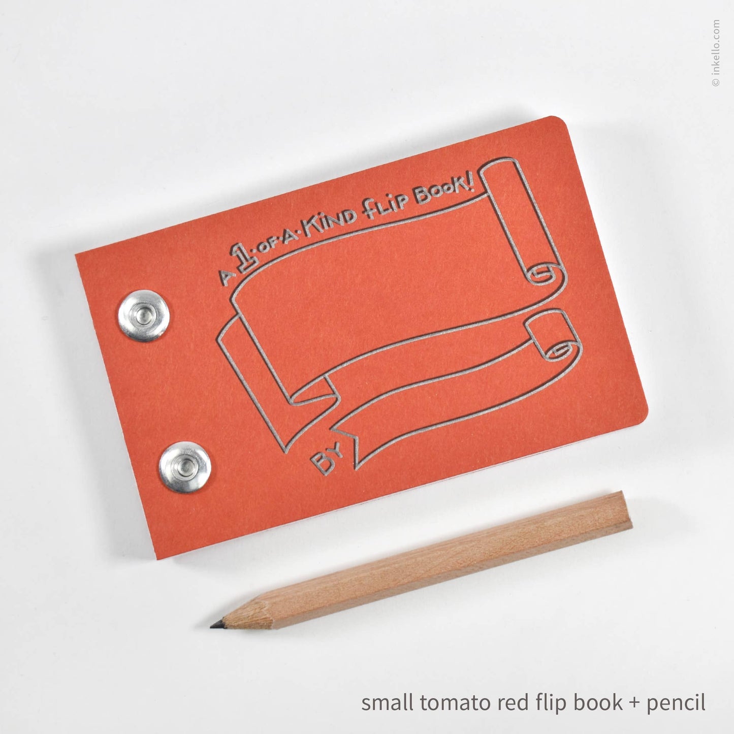 Inkello Letterpress - Draw-Your-Own Flip Book + Pencil (#316): Tomato Red / Small