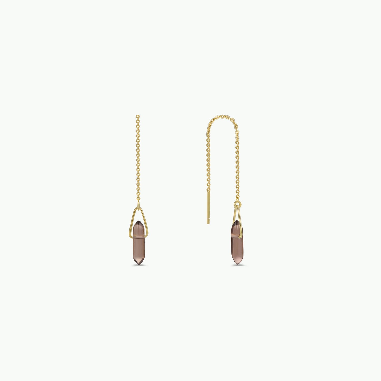 JaxKelly - Threader - Smoky Quartz - Gold Earrings