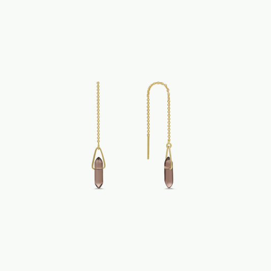 JaxKelly - Threader - Smoky Quartz - Gold Earrings