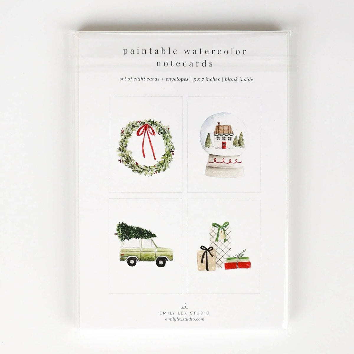 emily lex studio - Christmas cheer paintable watercolor notecard set