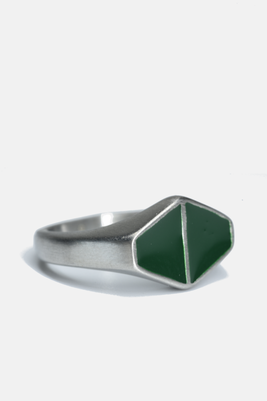 Curated Basics - Green Duo Triangle Ring: 8