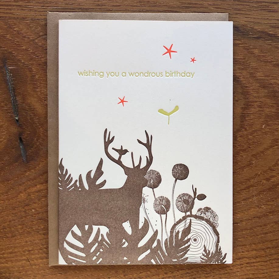 Lark Press - Birthday Letterpress Greeting Card with Buck