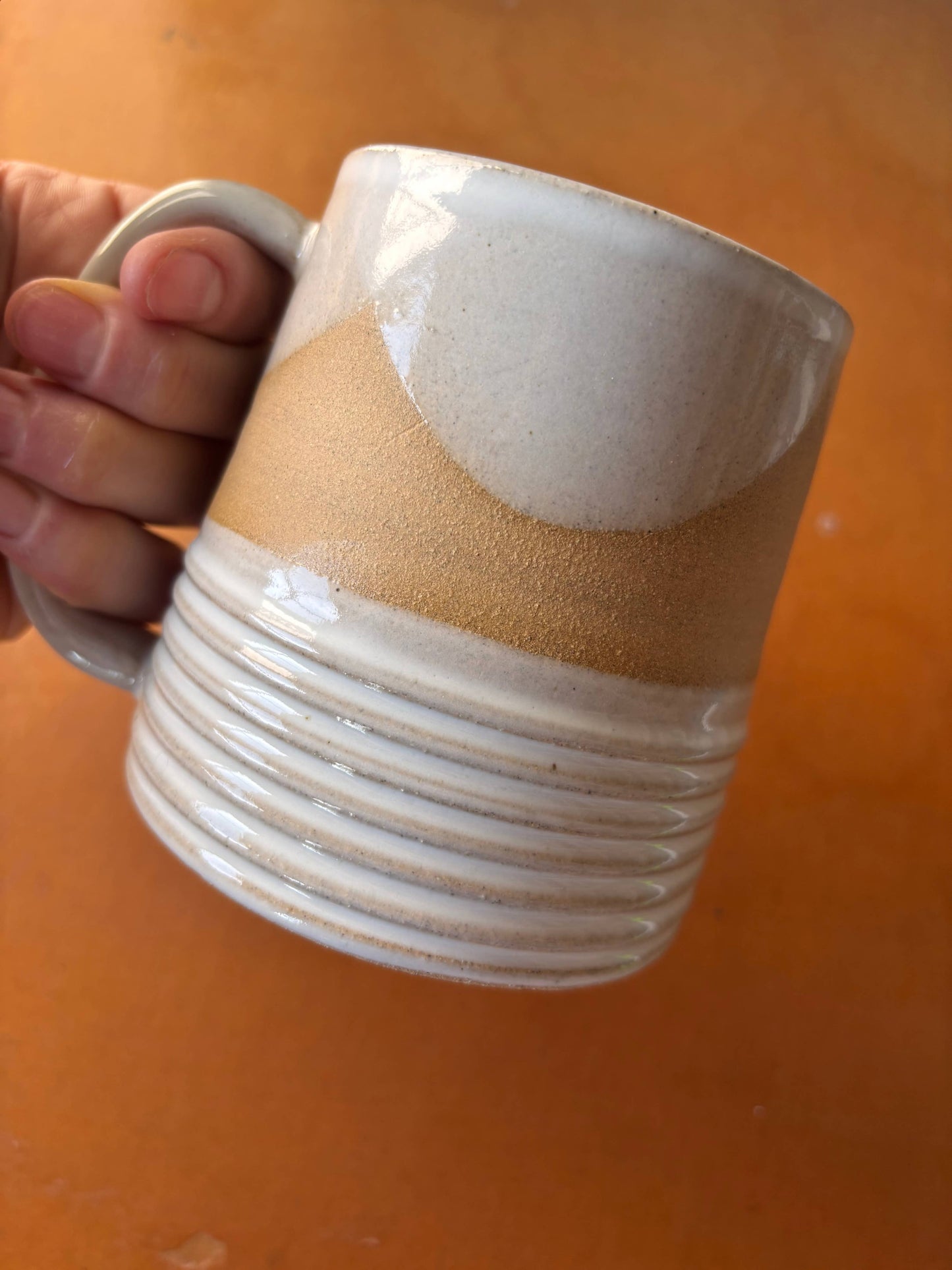 ROB Ceramics - Earth Lines Mug - Handmade Ceramic: Orange