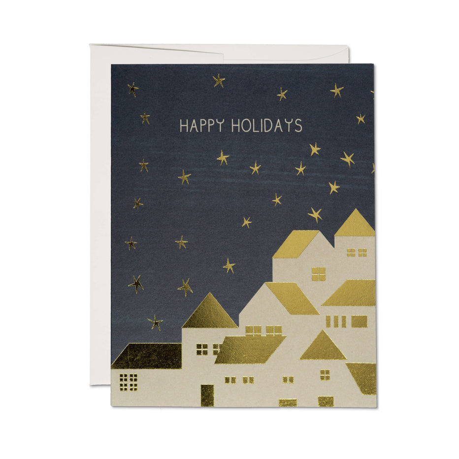 Red Cap Cards - Gold Houses holiday greeting card