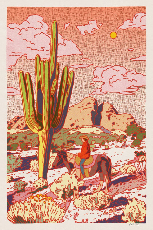 Saguaro Cowboy Framed Print - Caroline Clark