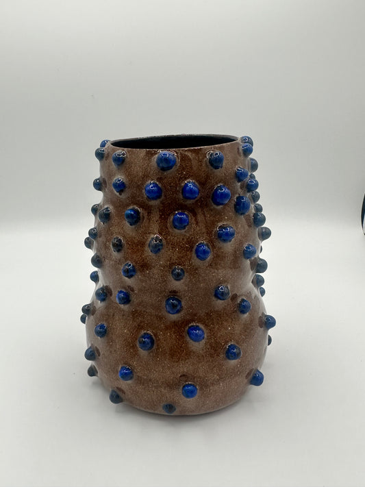 Toots Ceramics - Indigo Dots Tall Vase