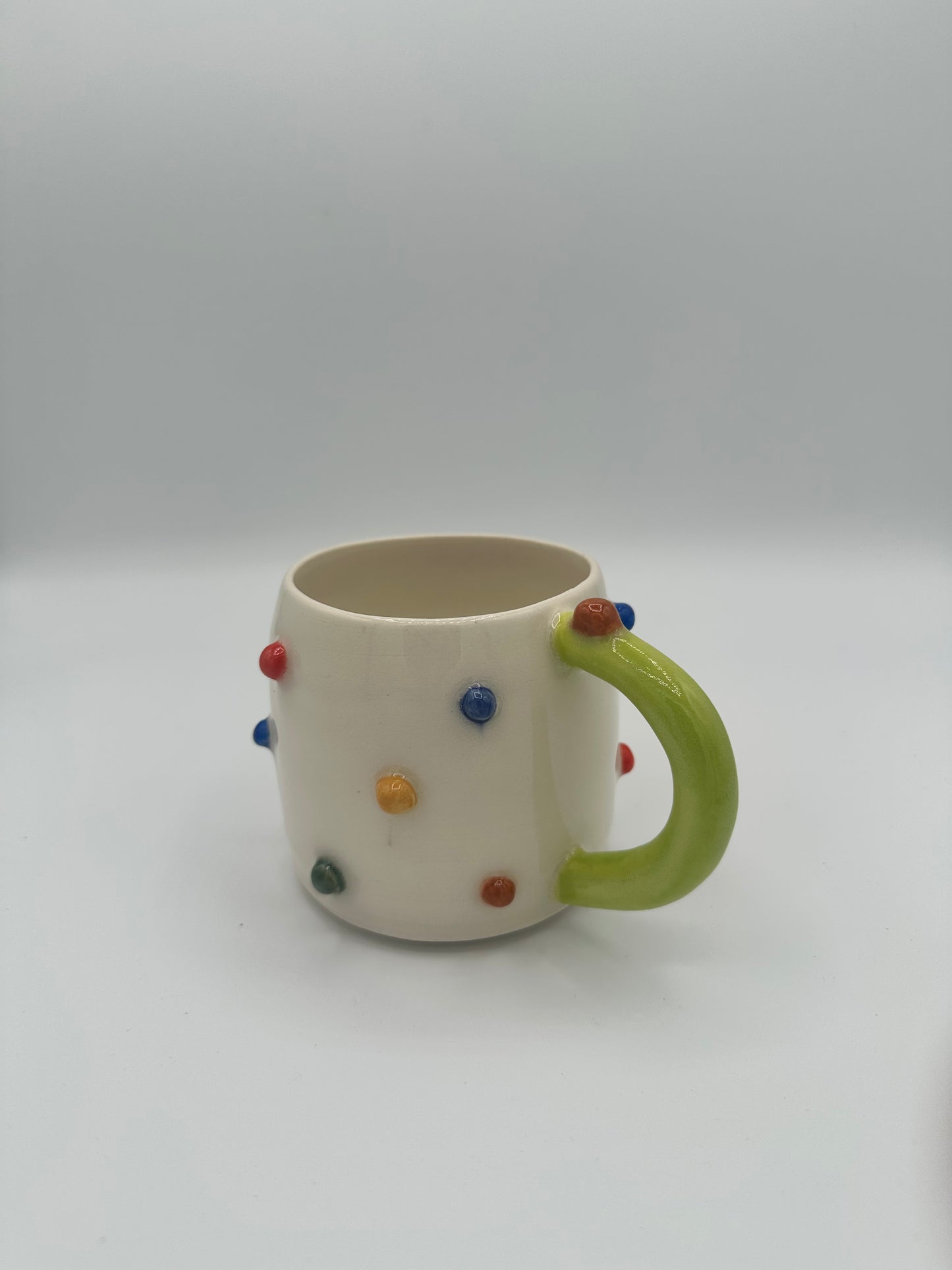Toots Ceramics - Porcelain Dots Mug (Lime/Gold Handle)