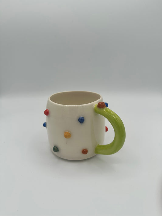 Toots Ceramics - Porcelain Dots Mug (Lime/Gold Handle)