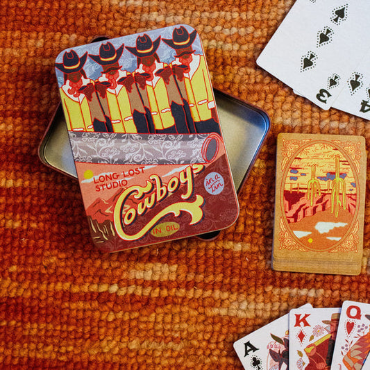 Cowboys in a Tin Playing Cards Set - Caroline Clark