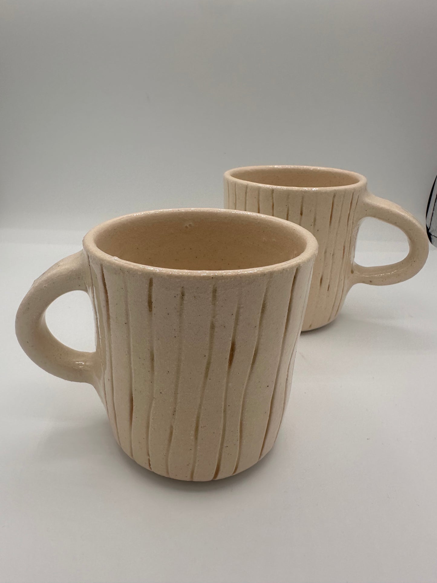 Tall Pine Pottery - White Groove Handle Mug