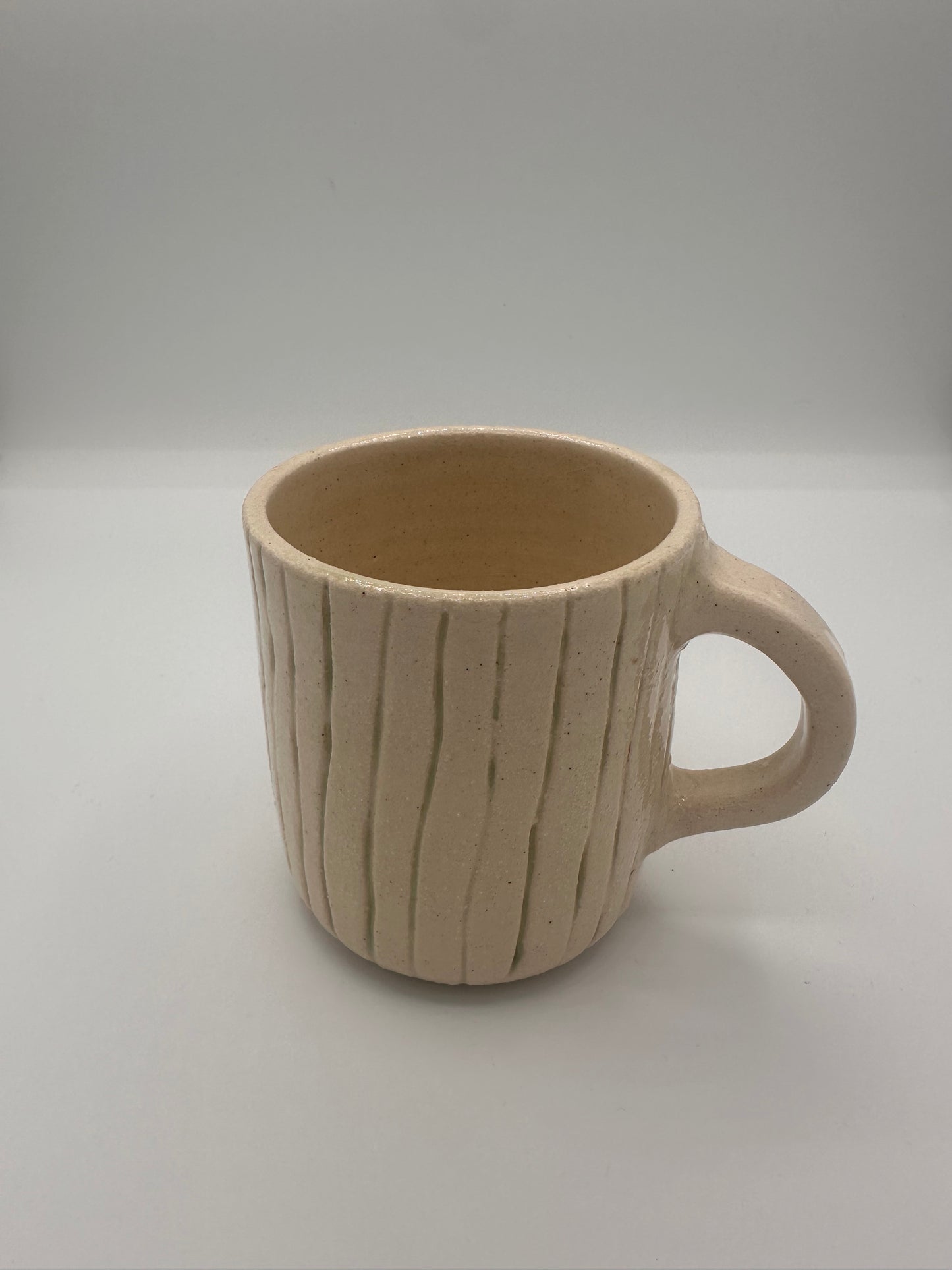 Tall Pine Pottery - White Groove Handle Mug