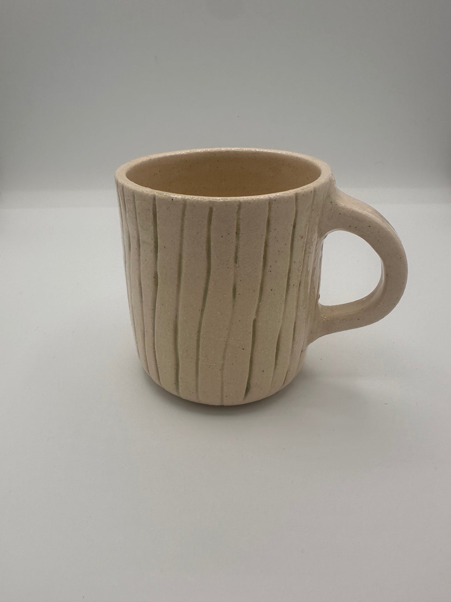 Tall Pine Pottery - White Groove Handle Mug