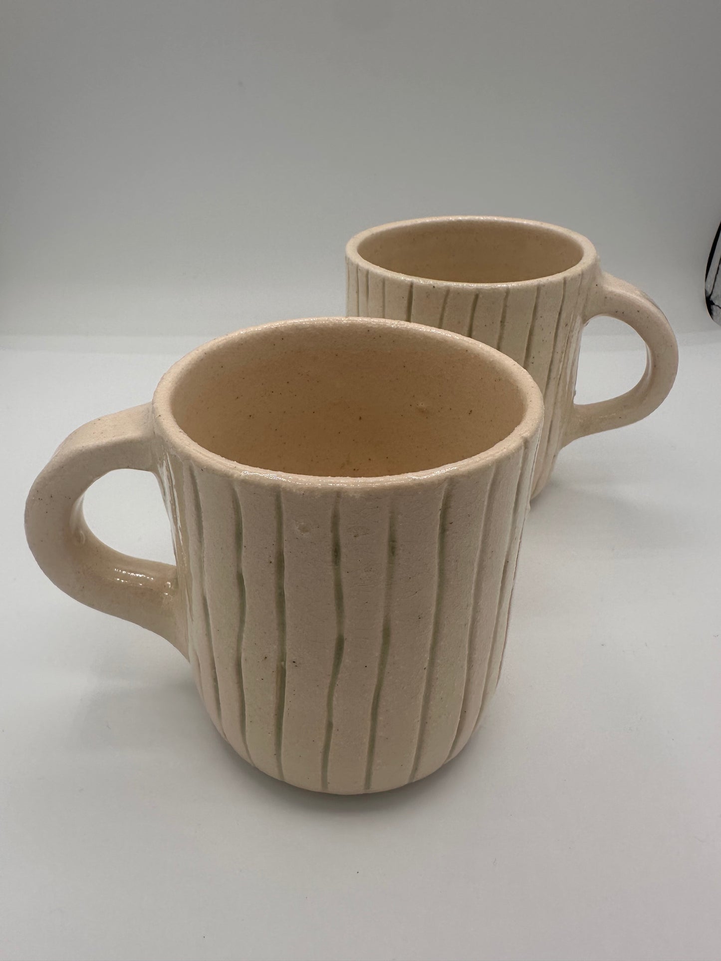 Tall Pine Pottery - White Groove Handle Mug