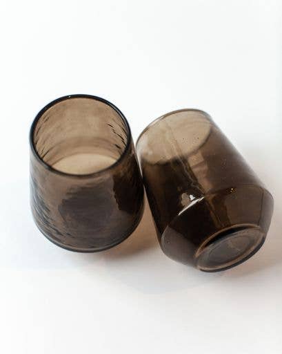 Acacia Creations - Handblown Hammered Glass Water Tumbler - Set | 2: Smoke