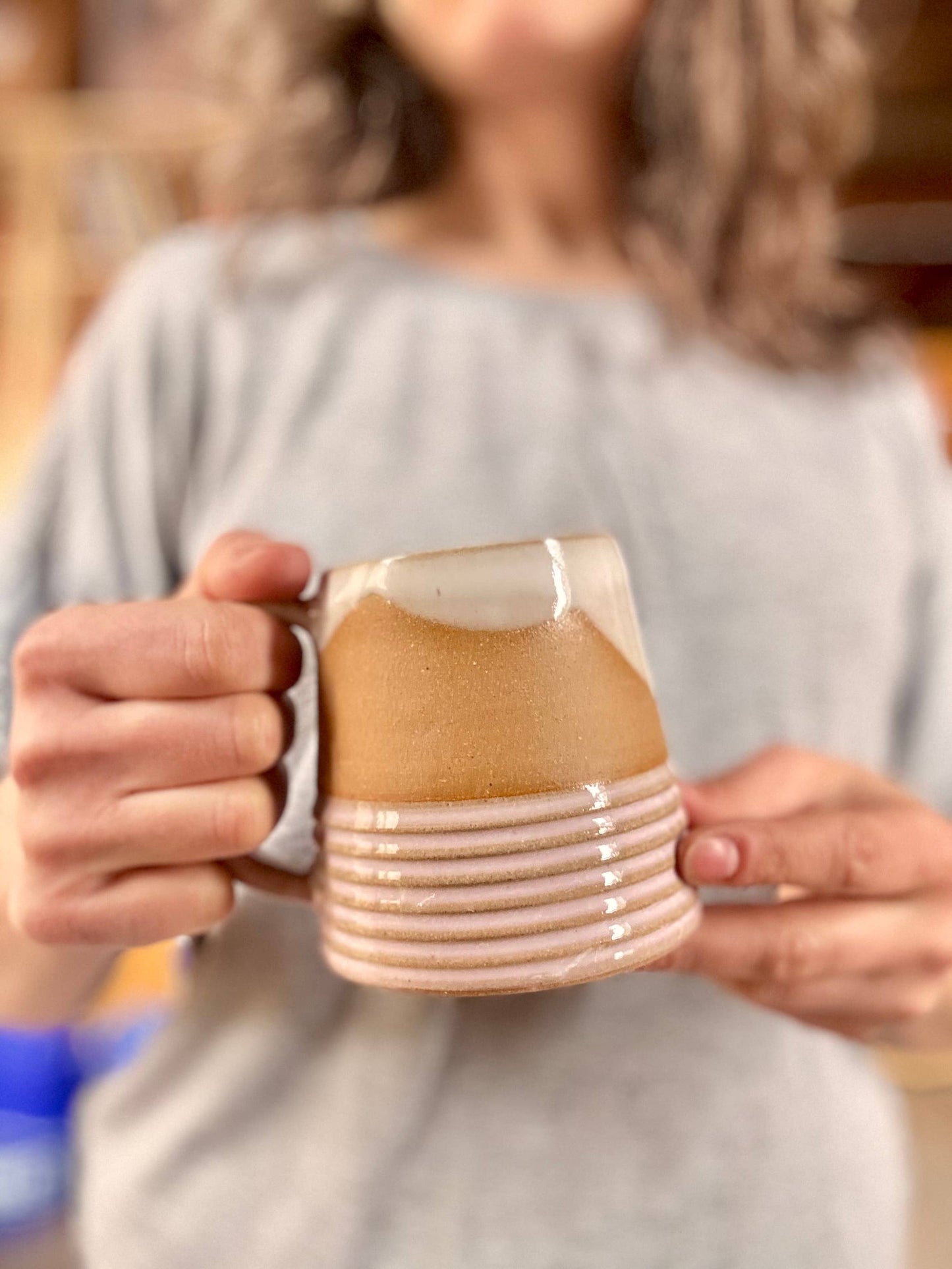 ROB Ceramics - Earth Lines Mug - Handmade Ceramic: Blue