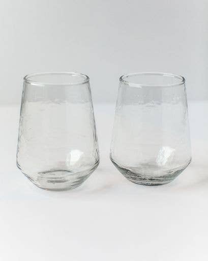 Acacia Creations - Handblown Hammered Glass Water Tumbler - Set | 2: Amber
