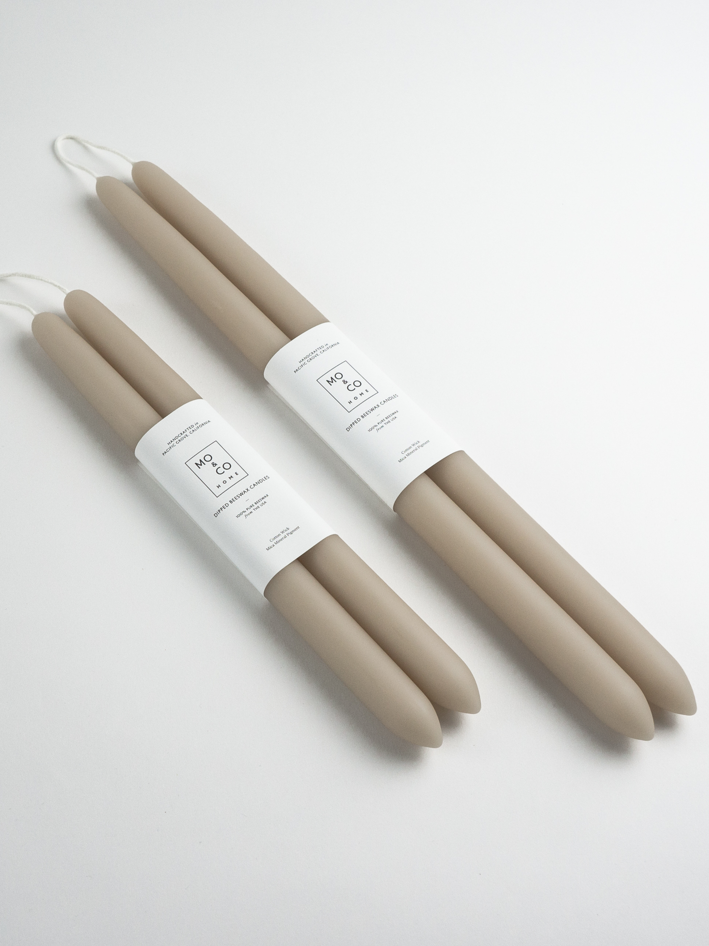 Mo&Co Home -  Clay | Dipped Beeswax Taper Candles | All Natural: 10 Inches