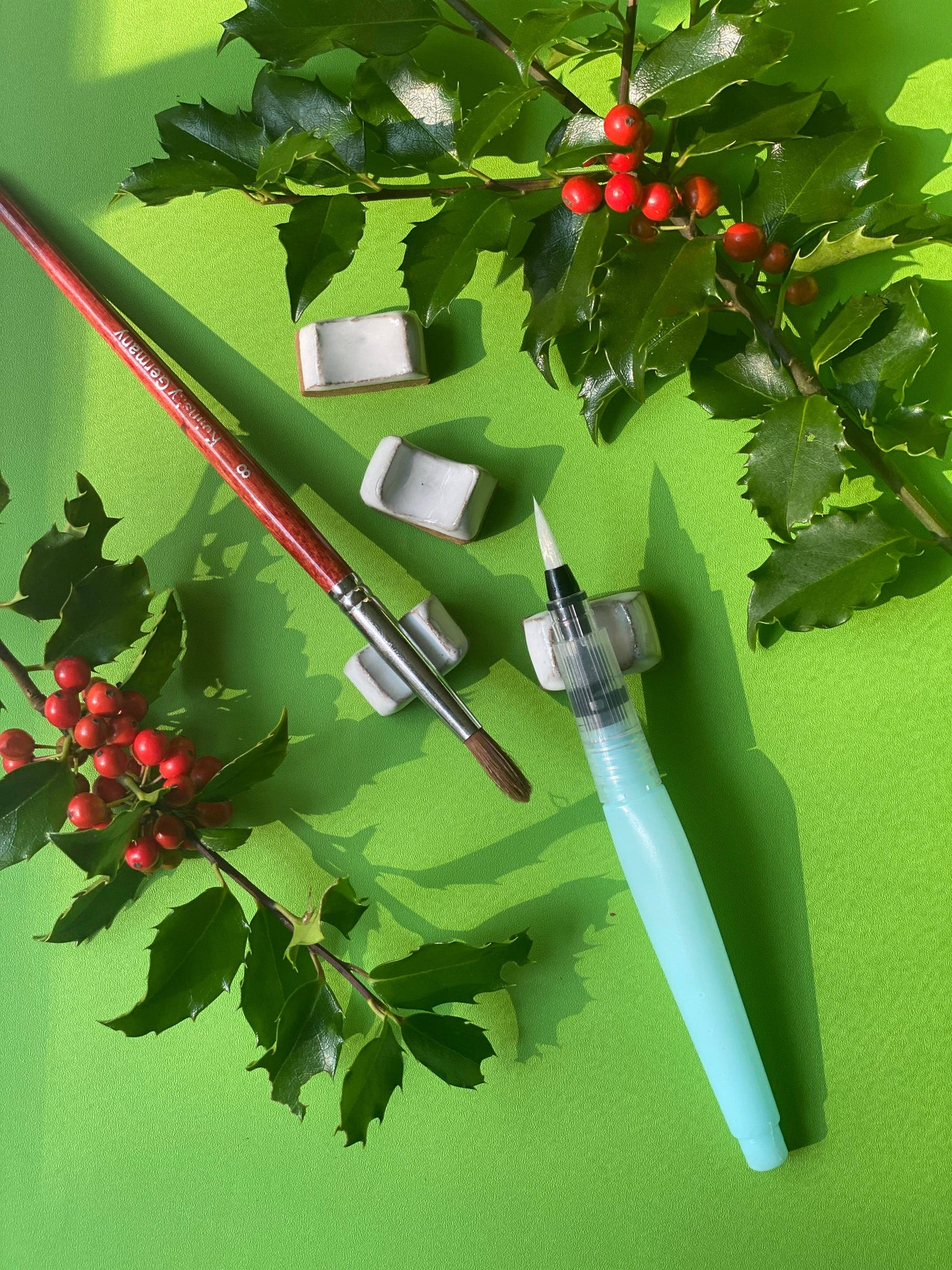 Brush Rest and Paintbrush Holder, Handmade Chopstick Holder: Glazed