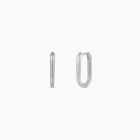JaxKelly - Silver Hoop - Large Rectangle - Earrings