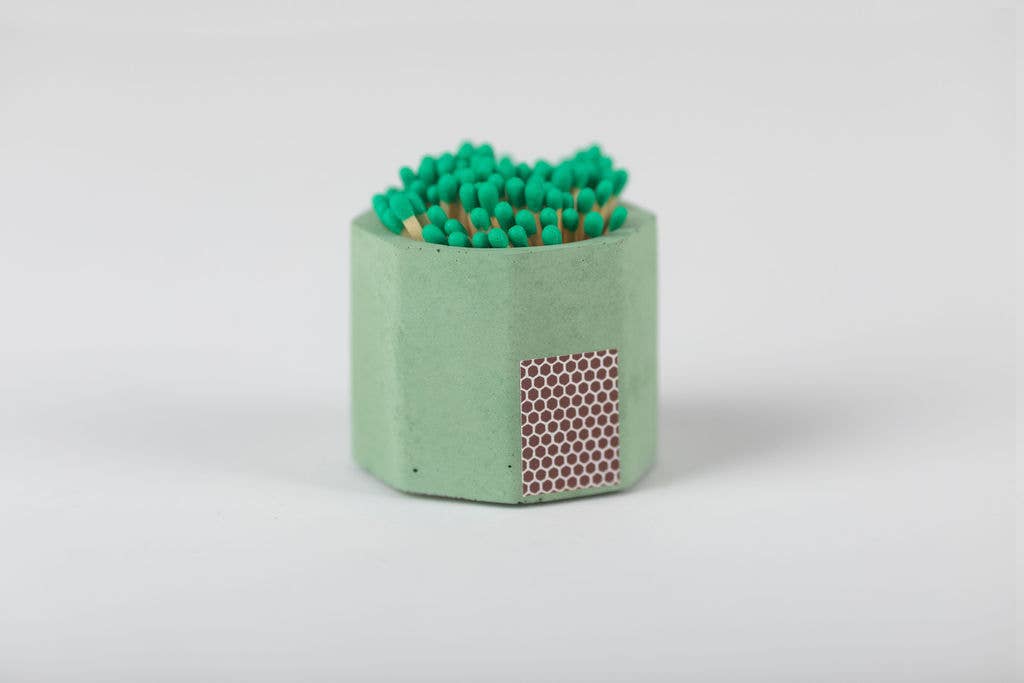 Tenn Prairie - Concrete Match Holder – Modern Design with 2-Inch Safety Matches: Pink