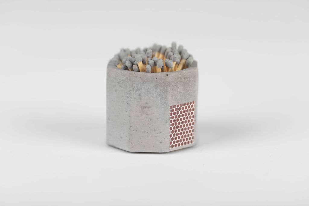 Tenn Prairie - Concrete Match Holder – Modern Design with 2-Inch Safety Matches: Black