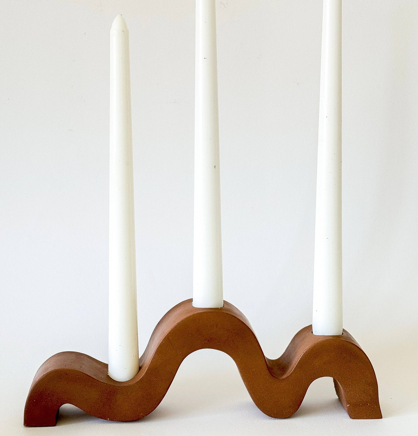 Sunday Nomad - Wavy Taper Candle Holder | Candlestick Holder: Oat