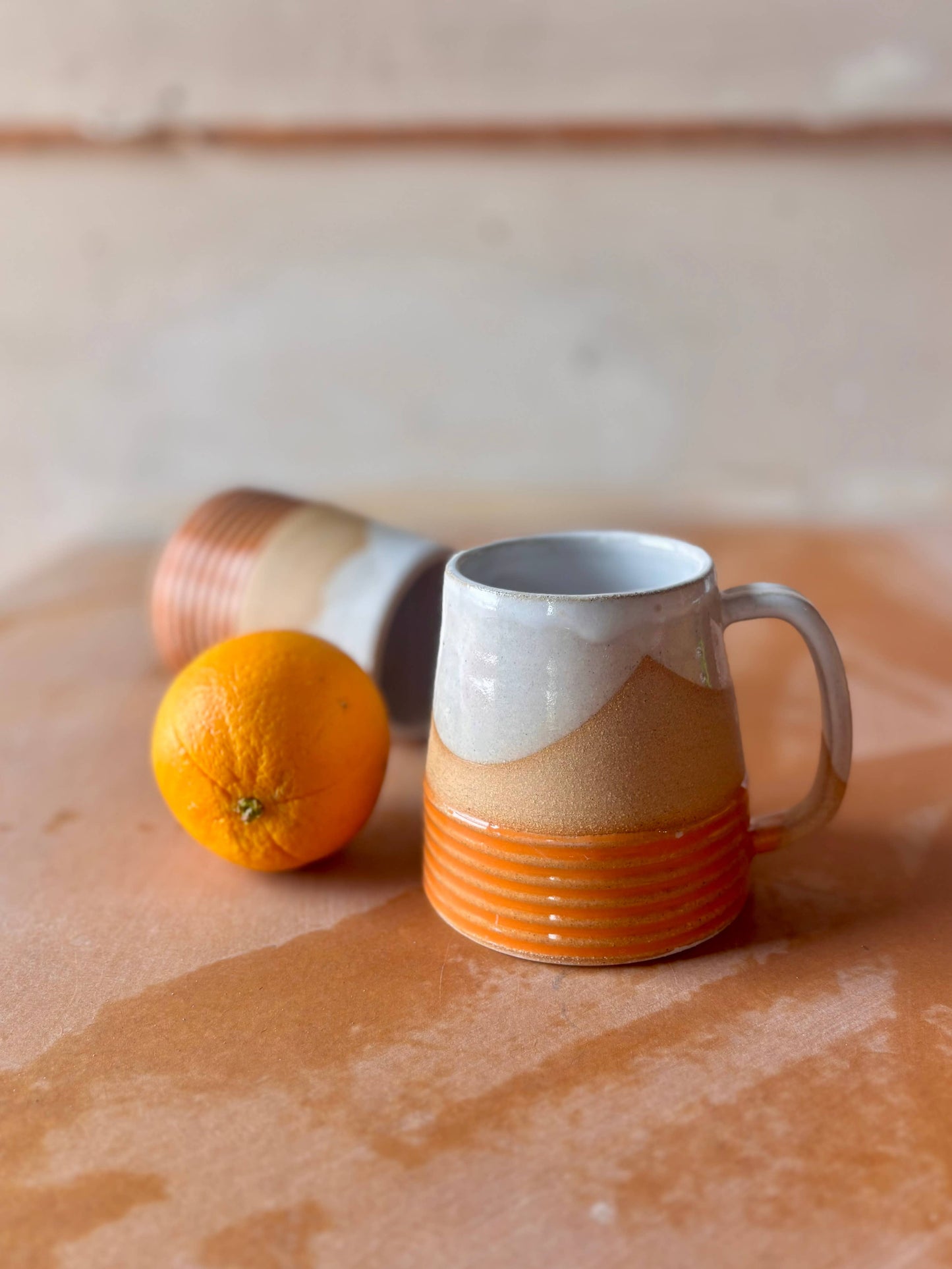 ROB Ceramics - Earth Lines Mug - Handmade Ceramic: Orange