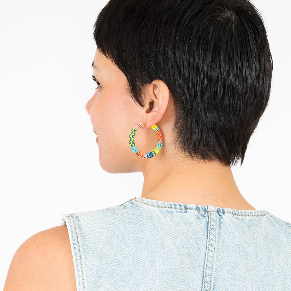 Altiplano - Patchwork Hoop Earrings: Baja