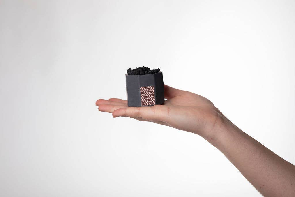 Tenn Prairie - Concrete Match Holder – Modern Design with 2-Inch Safety Matches: Black