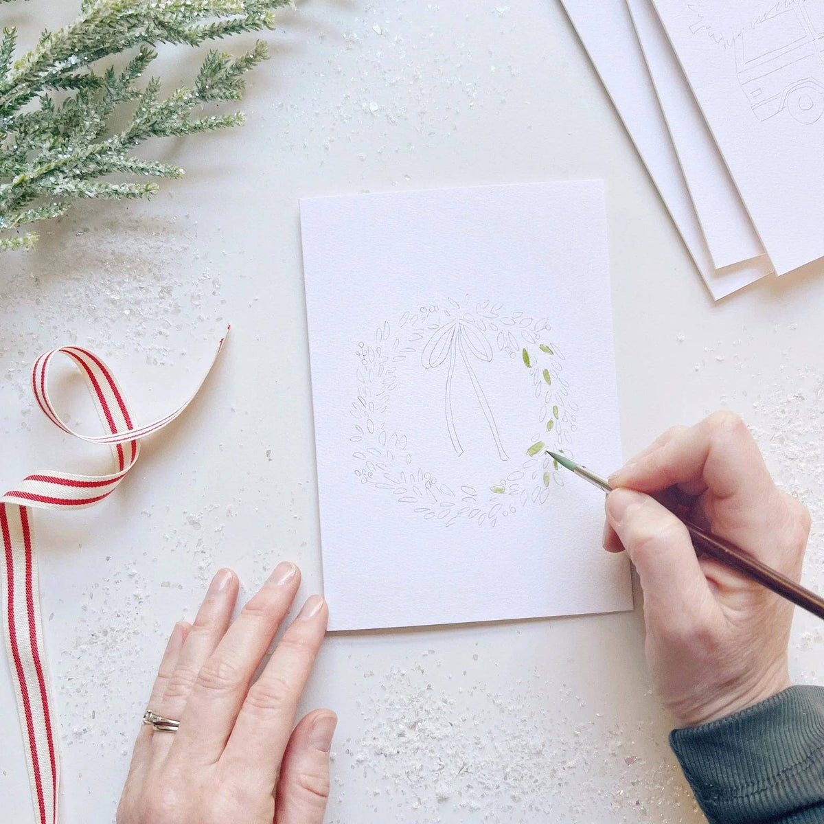 emily lex studio - Christmas cheer paintable watercolor notecard set