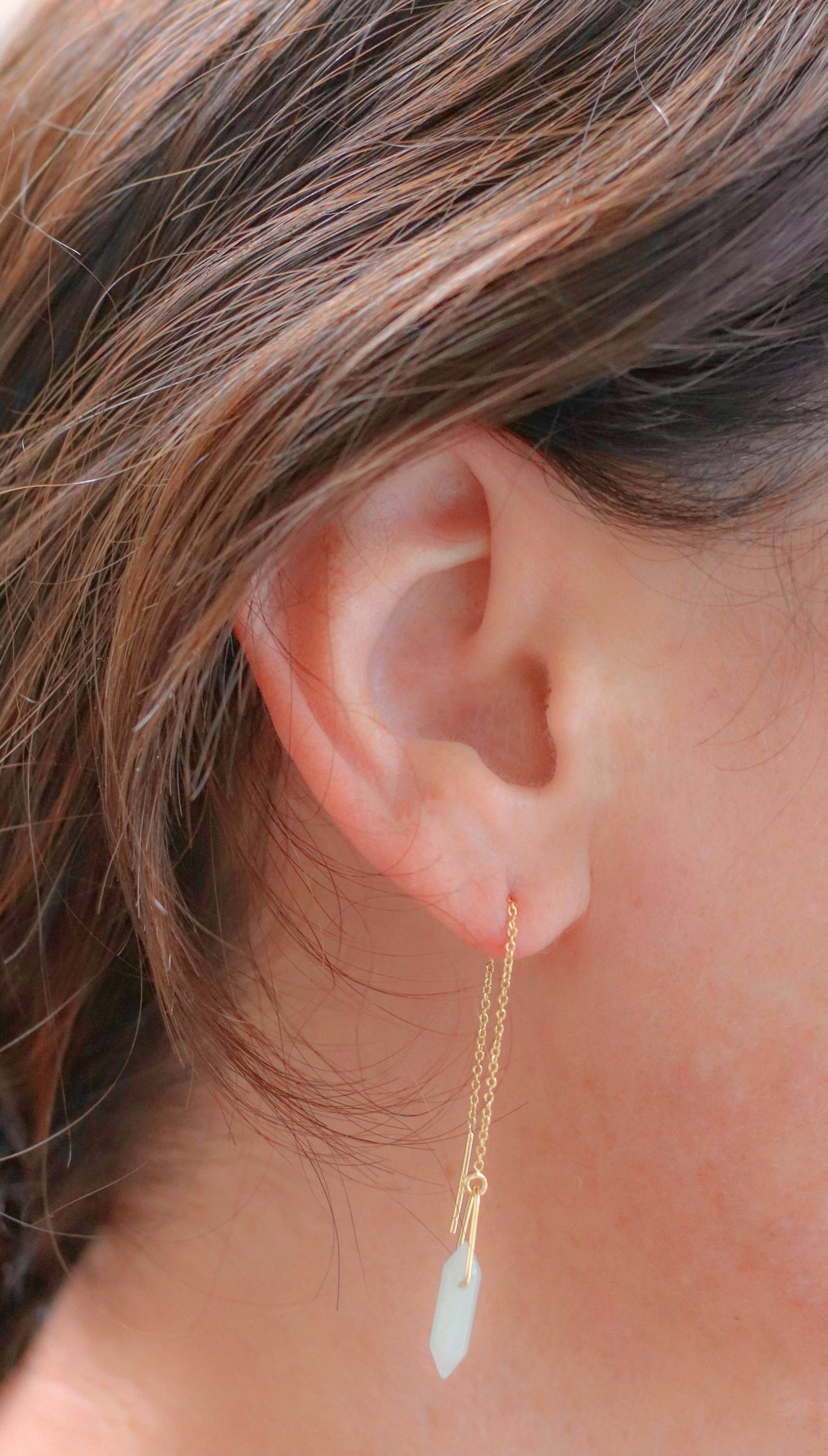 JaxKelly - Threader - Amazonite - Gold Earrings
