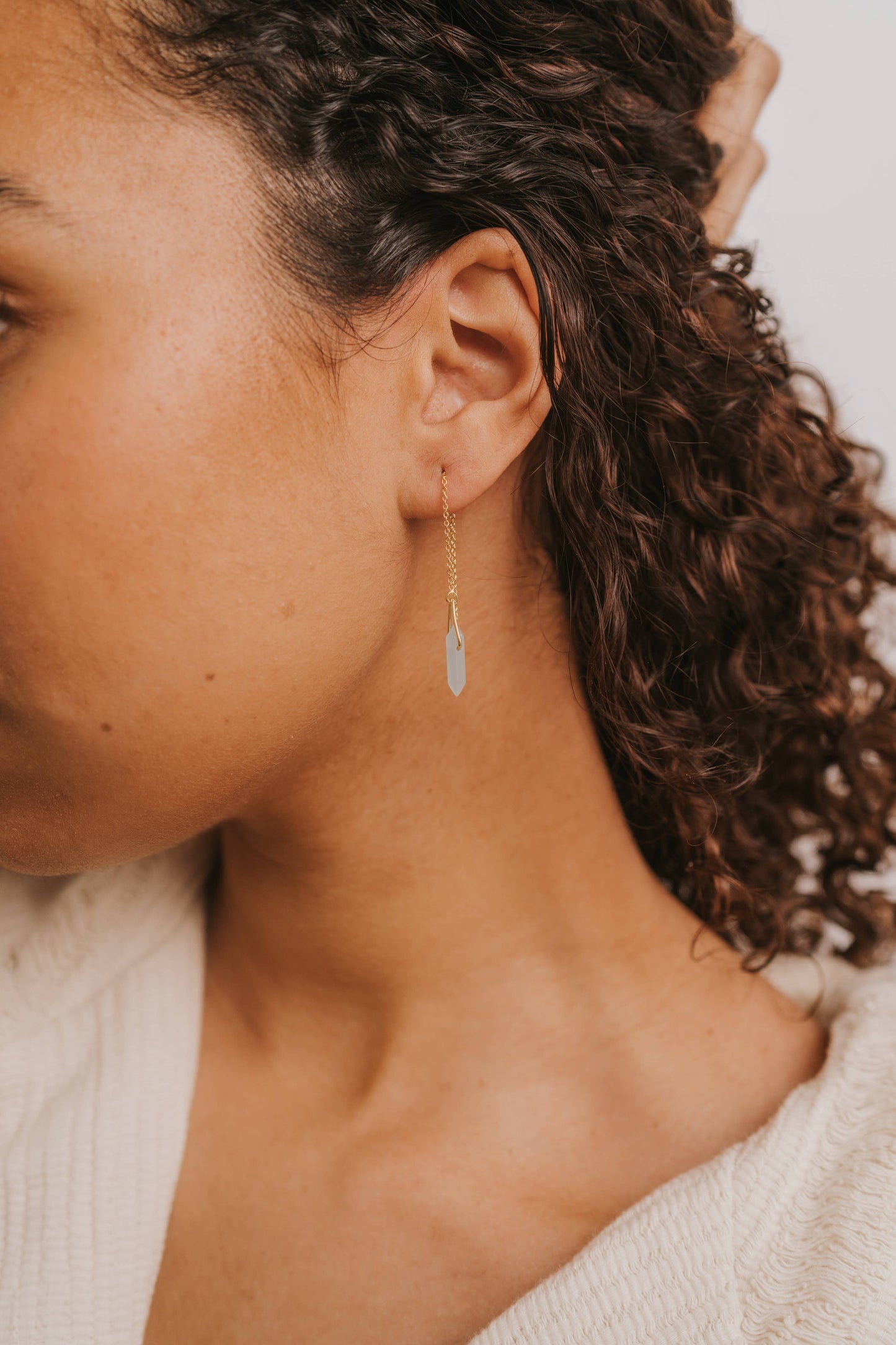 JaxKelly - Threader - Amazonite - Gold Earrings