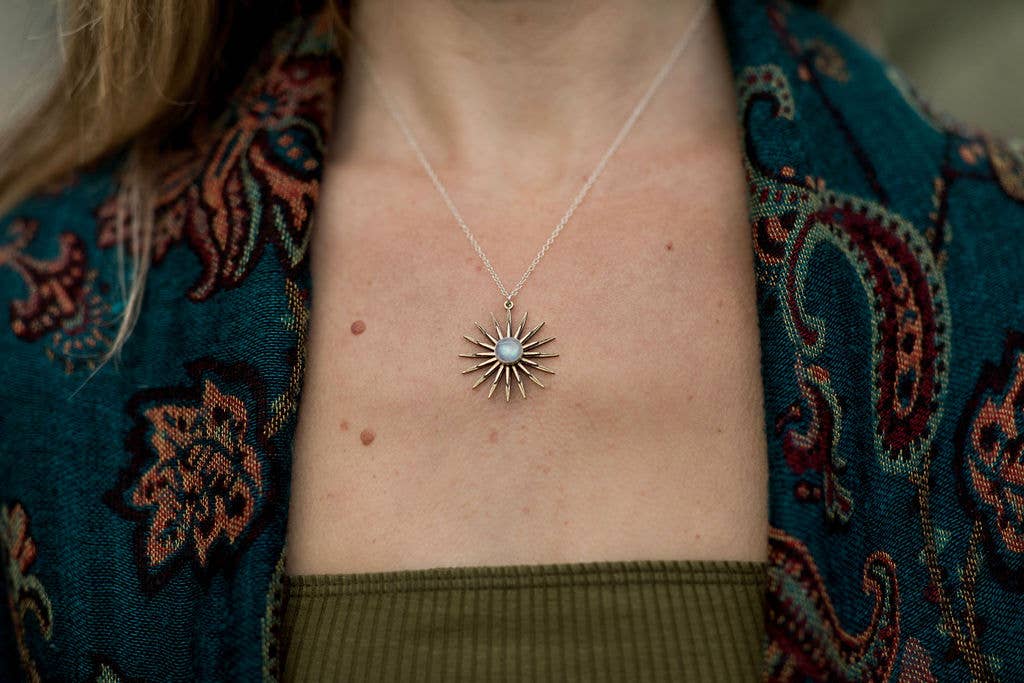 Modern Madini - Rainbow Moonstone Sunburst necklace