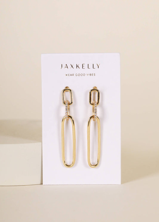 JaxKelly - Pave Link Drop - Gold Earrings