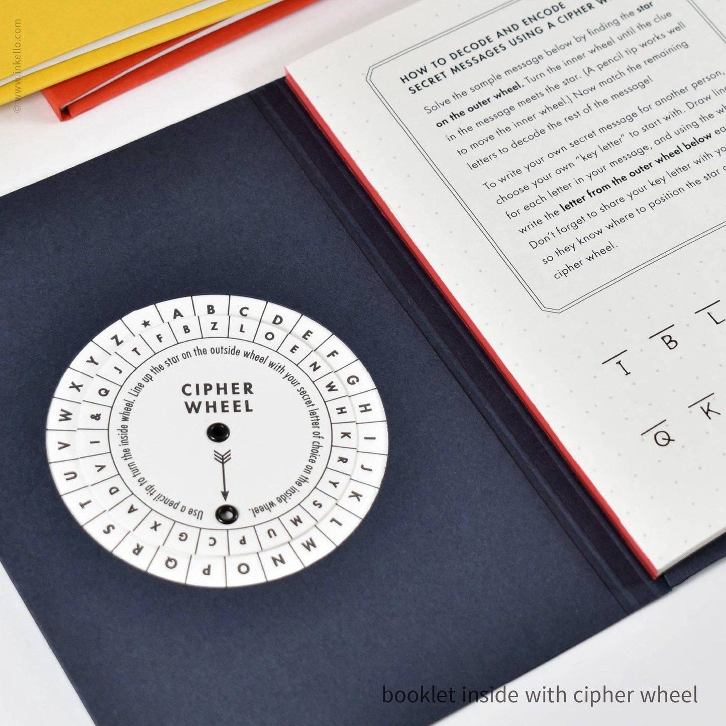 Inkello Letterpress - Cipher Wheel Code Booklet (#574): Deep Navy