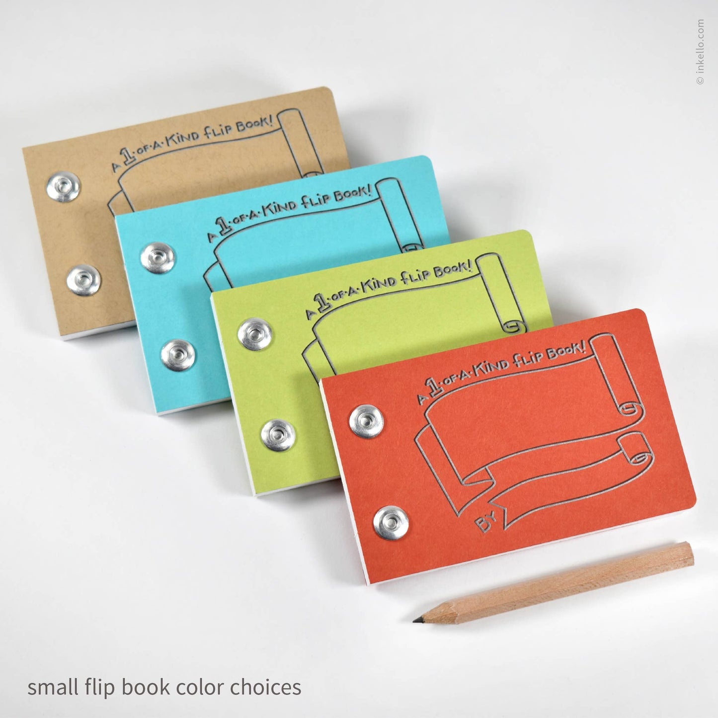 Inkello Letterpress - Draw-Your-Own Flip Book + Pencil (#316): Tomato Red / Small
