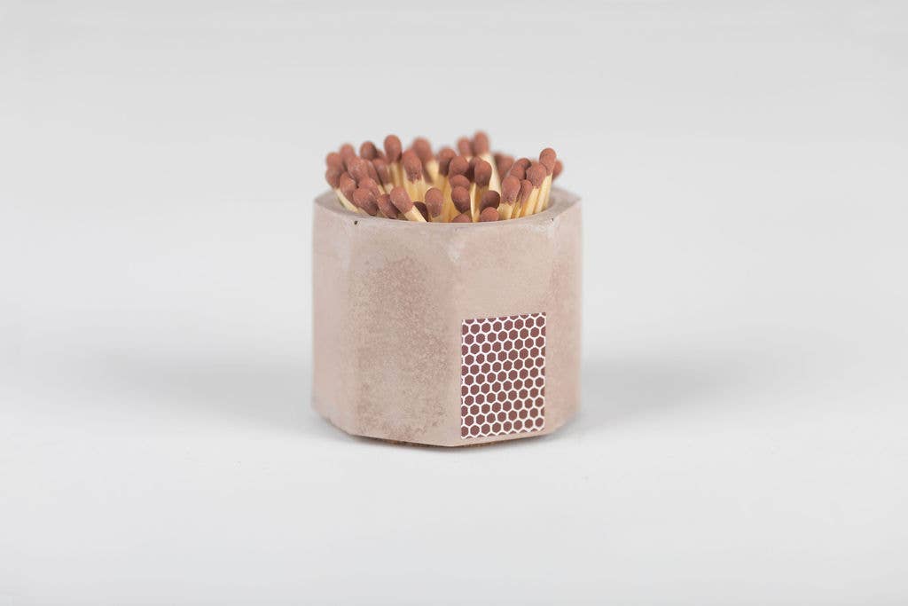 Tenn Prairie - Concrete Match Holder – Modern Design with 2-Inch Safety Matches: Pink