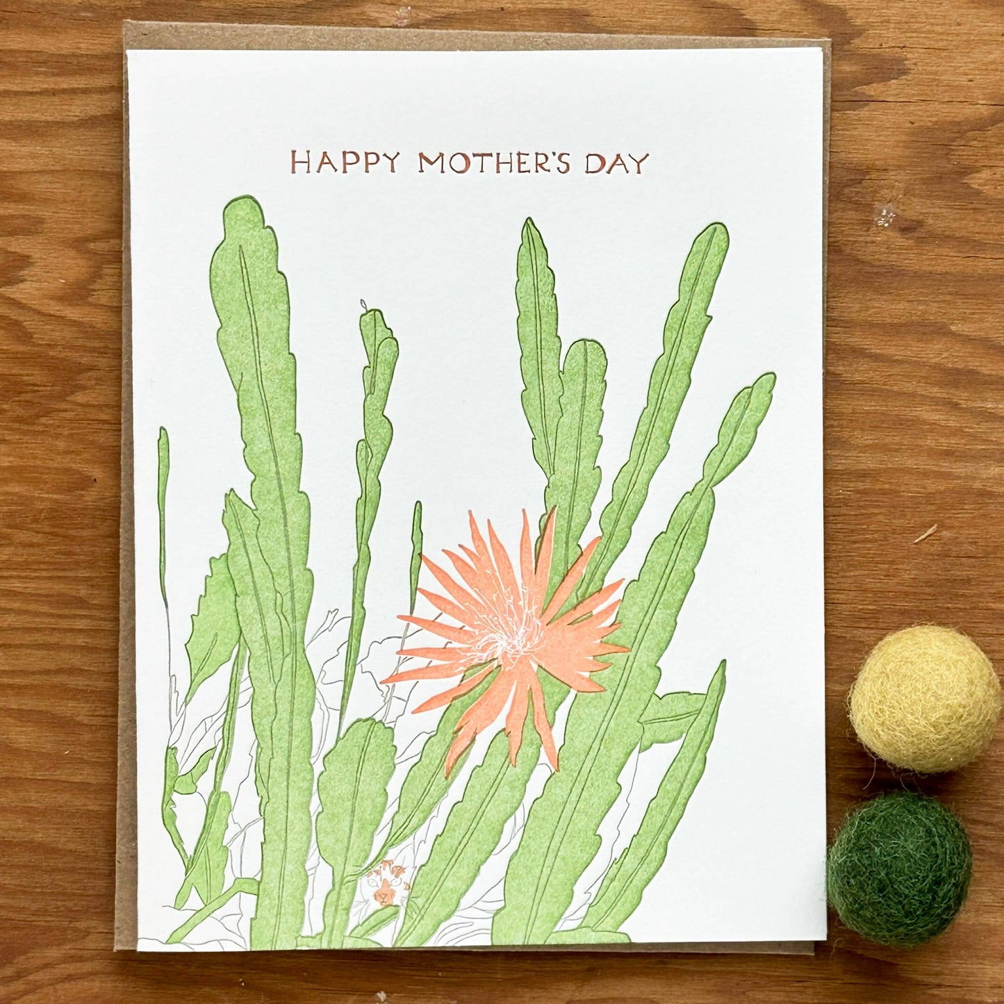 Lark Press - Happy Mother's Day Cactus Plant Letterpress Card