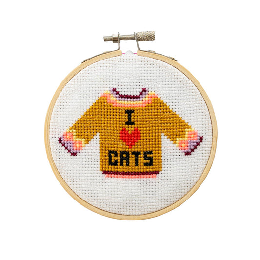 Cotton Clara - I Love Cats Cross Stitch Kit