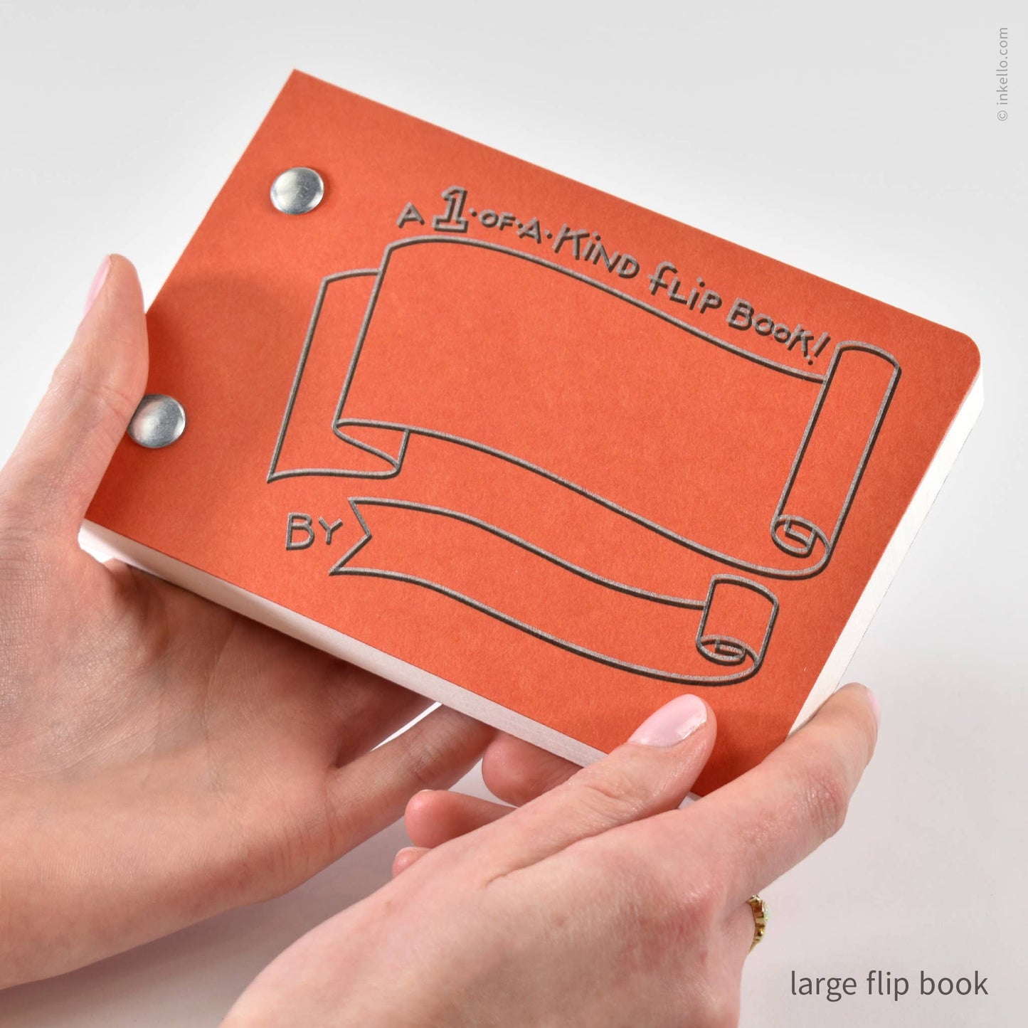 Inkello Letterpress - Draw-Your-Own Flip Book + Pencil (#316): Tomato Red / Small