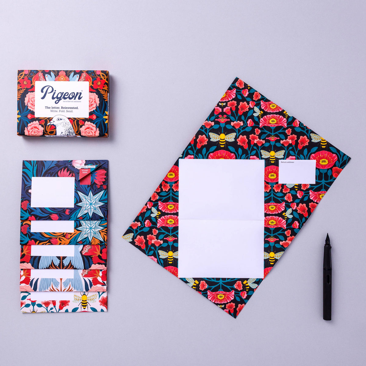 pigeonposted - Bright & Beautiful Pigeon, Folding Letters, Pack of 6